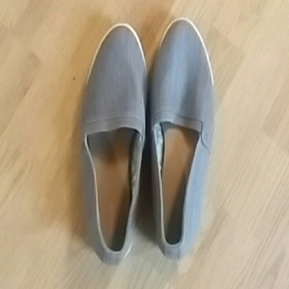 Light grey slip on canvas shoes